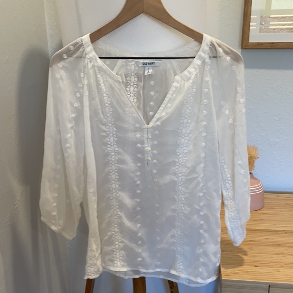 White boho sheer blouse